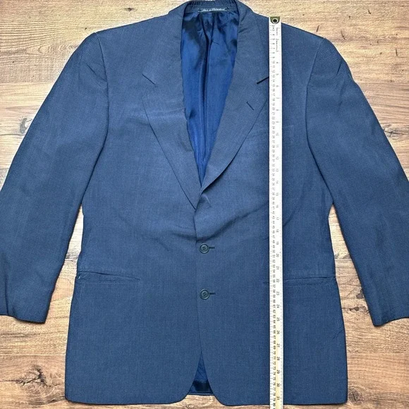 Ermenegildo Zegna Italy EU 52R/US 42R Soft 100% Silk Jacket Blue Check Jacket